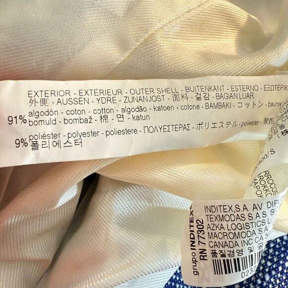 ZARA BASICS Collarless Full Zip Suit Blazer US S Blue Tweed Business Attire B50 - Picture 5 of 5